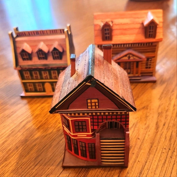 VTG Meow Reo Wheat Straw House Trinket Boxes (Set of 3) - Picture 1 of 6